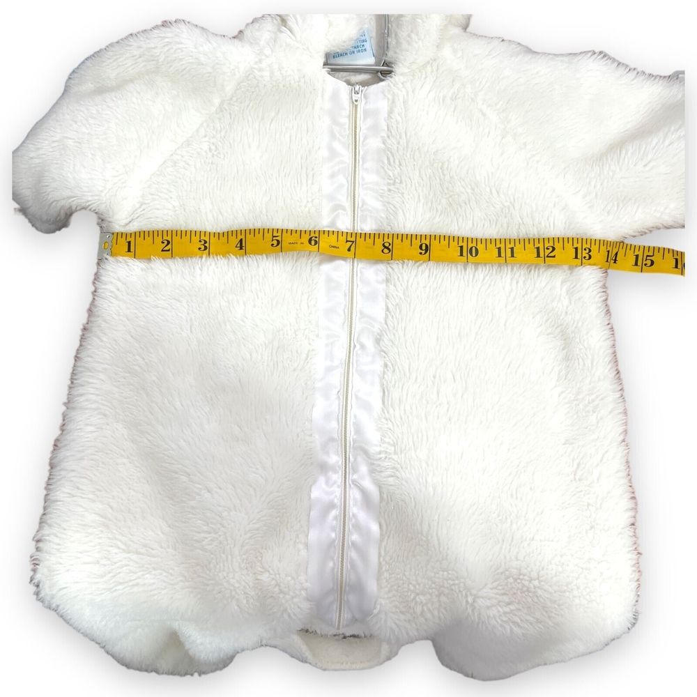 Vintage Baby Bunting Pram Tot Lines White Faux Sheep Sherpa Fur Cozy - Picture 4 of 10